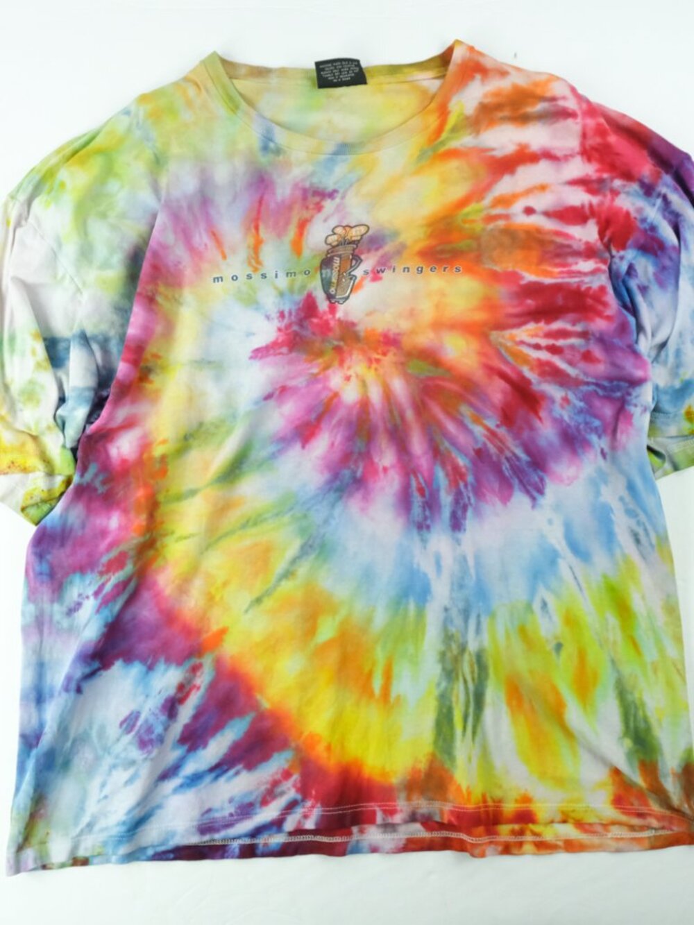 Vintage 90s Mossimo T-Shirt Custom Tie Dye Holed XL Golfing Grunge Center Logo - Picture 2 of 5
